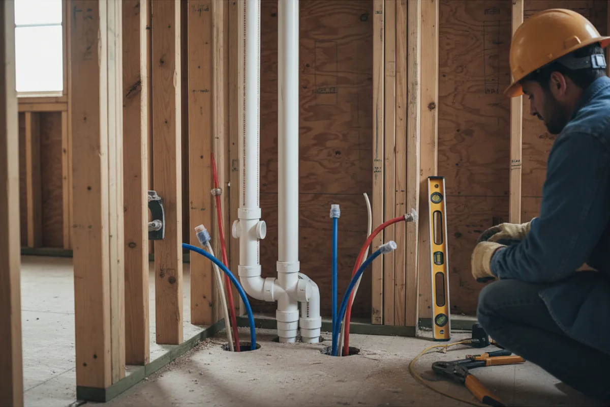 Drain and supply rough-in during Leak Detection in Mobile