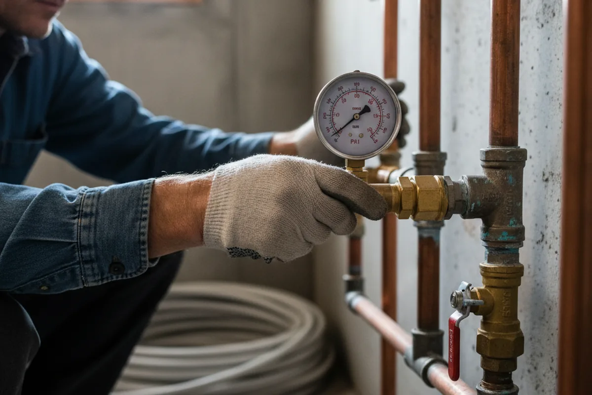 Pressure testing a repaired line during Water Line Repair in Mobile